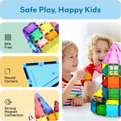 PicassoTiles Magnetic Building Block Set Geometry Shape Magnet Tiles Construction Toy STEM Learning Kit Educational Playset Playboard Pretend Play Stacking Blocks Child Brain Development PT16