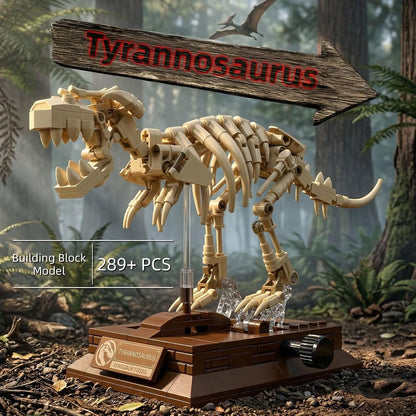 Mosasaurus Fossil Building Block Set – Mechanical Dinosaur Skeleton Model with Gear-Driven Movement and Display Base