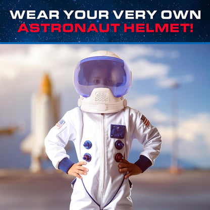 Blue Marble NASA Astronaut Helmet Halloween Costume Accessory – Wearable Space Helmet for Astronaut Costume for Kids, Sticker Sheet, Educational Gift for Boys and Girls, Dress Up and Pretend Play