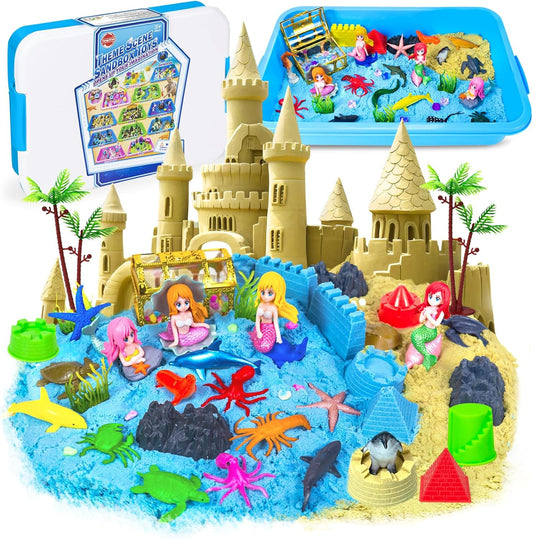 Bloolilies Sensory Bin, 59 Pcs Farm Sensory Sand Box Kits with Sandbox & Farm Animals & Tractor Playset, Play Sand Art Kit Magic Sand Toys for Boys Girls Toddlers Birthday Gift for Kids