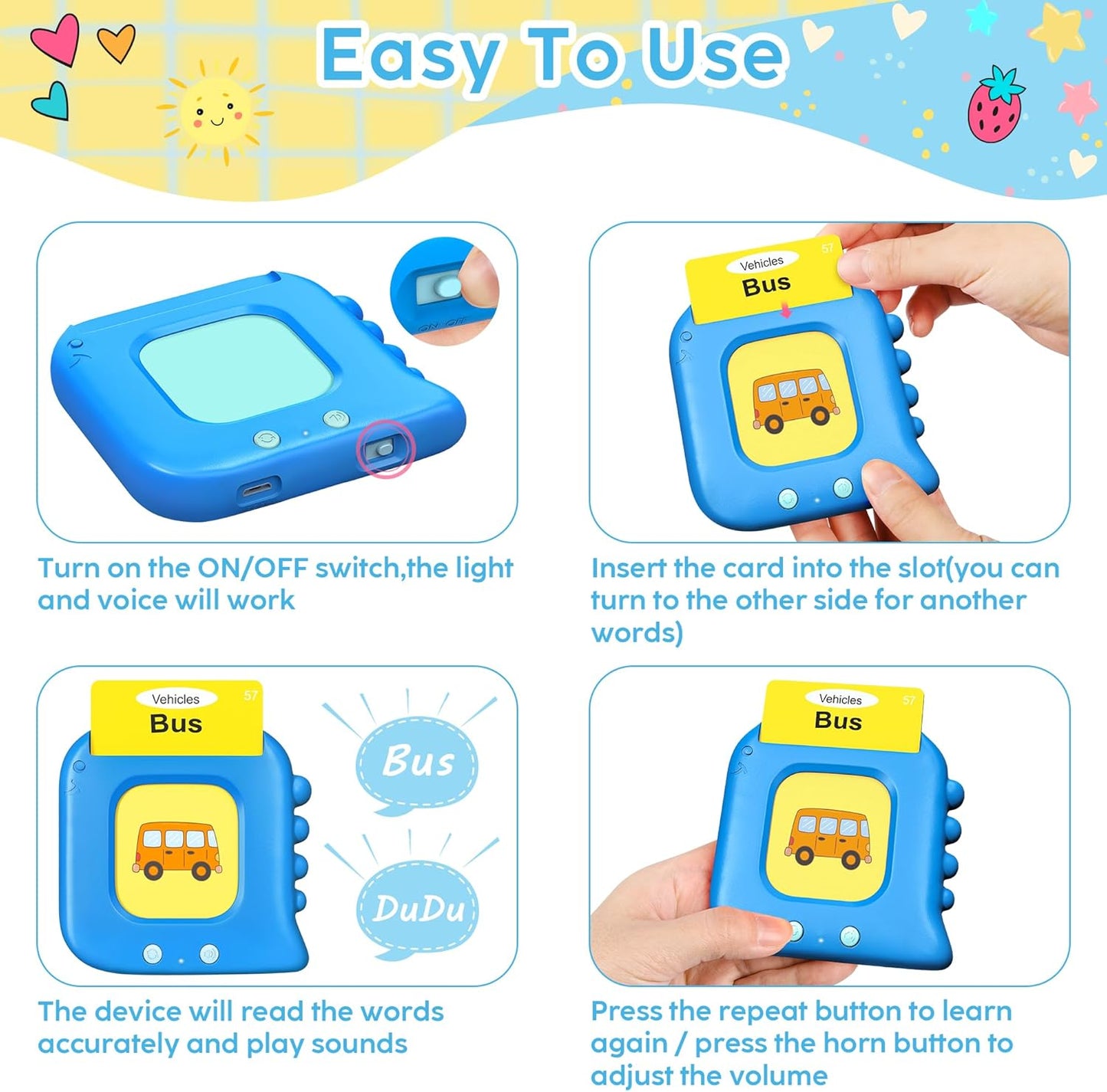 Talking Flash Cards,Kids Toddler Flash Cards with 240 Sight Words,Montessori Toys,Autism Sensory Toys,Speech Therapy,Learning Educational Gifts for Age 1 2 3 4 5 Years Old Boys and Girls