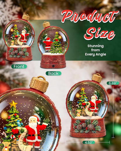 Extra Large Christmas Snow Globes Christmas Lantern, 12.99" Musical Snow Globe with 8 Songs, Santa Snowglobe for Kids Adults, 6H Timer Dual Power, Lighted Christmas Decorations Indoor Gifts