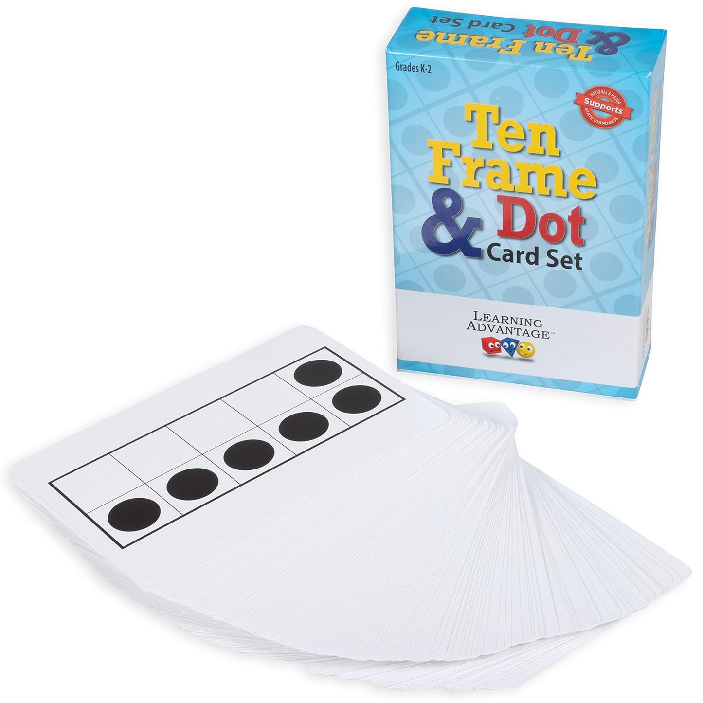 LEARNING ADVANTAGE Ten Frame & Dot Card Set | Early Math Manipulative | In-Home Learning | Math Game for Kids