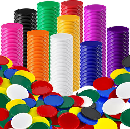Coopay 600 Pieces Plastic Poker Chips Learning Counters Disks Bingo Chip Counting Discs Markers for Math Practice and Poker Card Game Tokens, Teaching Rewards, 38 mm/ 1.5 Inches (Red)