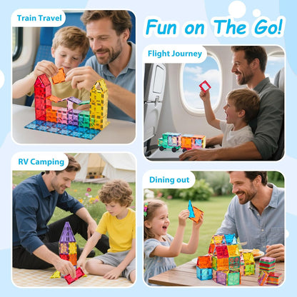 Anbalulu Magnetic Building Tiles,Magnet Building Set,Magnetic Blocks, 3D STEM Stacking Toys, Magnets Toy for Kids Boys Girls