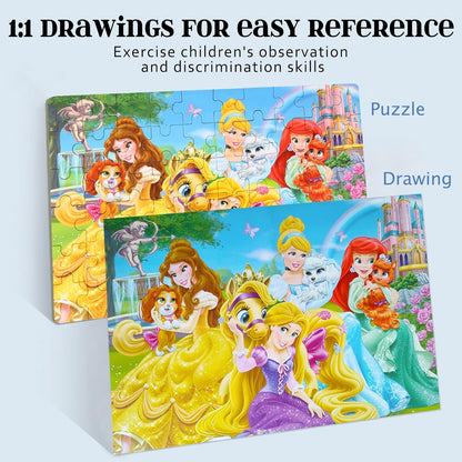 MZZOTOY Puzzles for Kids Ages 4-8, 60 Piece Puzzles for Kids Ages 3-5 in a Metal Box Girls and Boys Learning Educational Jigsaw Puzzle Toys Gifts