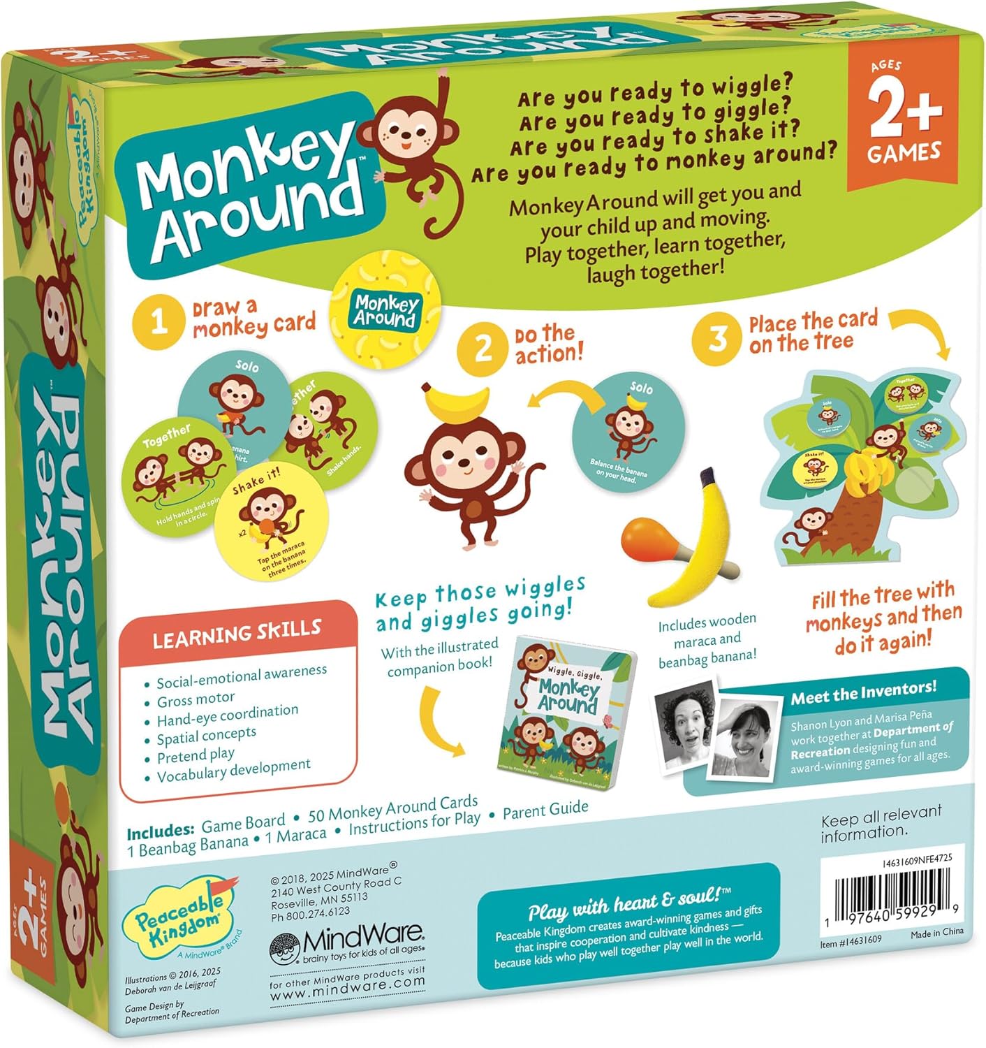 Peaceable Kingdom Monkey Around First Game for Toddlers Interactive play with Parent Ages 2+