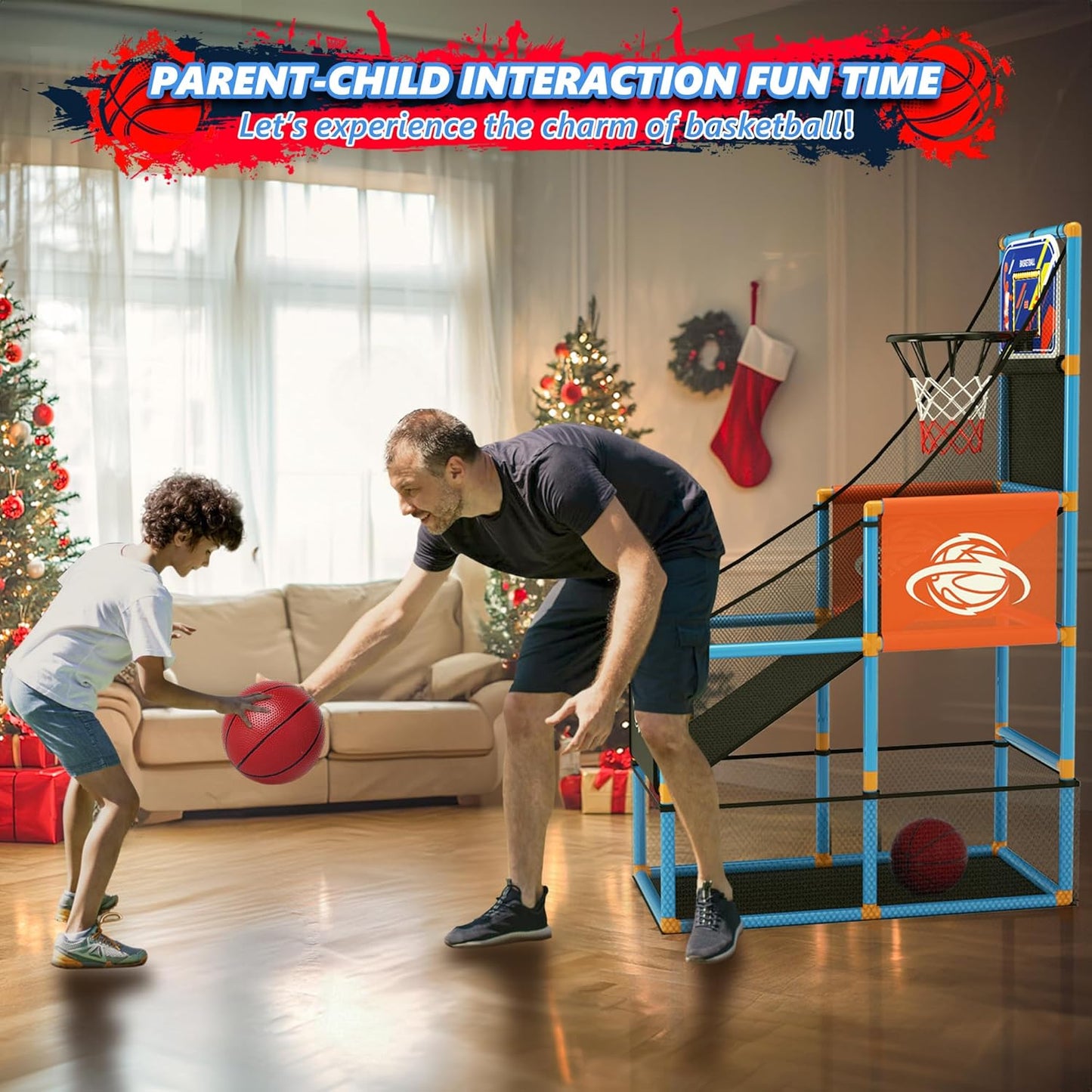 Toddler Basketball Hoop & Soccer Goal Baseball Play Activity Center,Toys for 1 2 3 Year Old Boys Girls,Montessori Sports Toys with Sound Music Christmas Birthday Gifts for Baby Kids 12 Months+