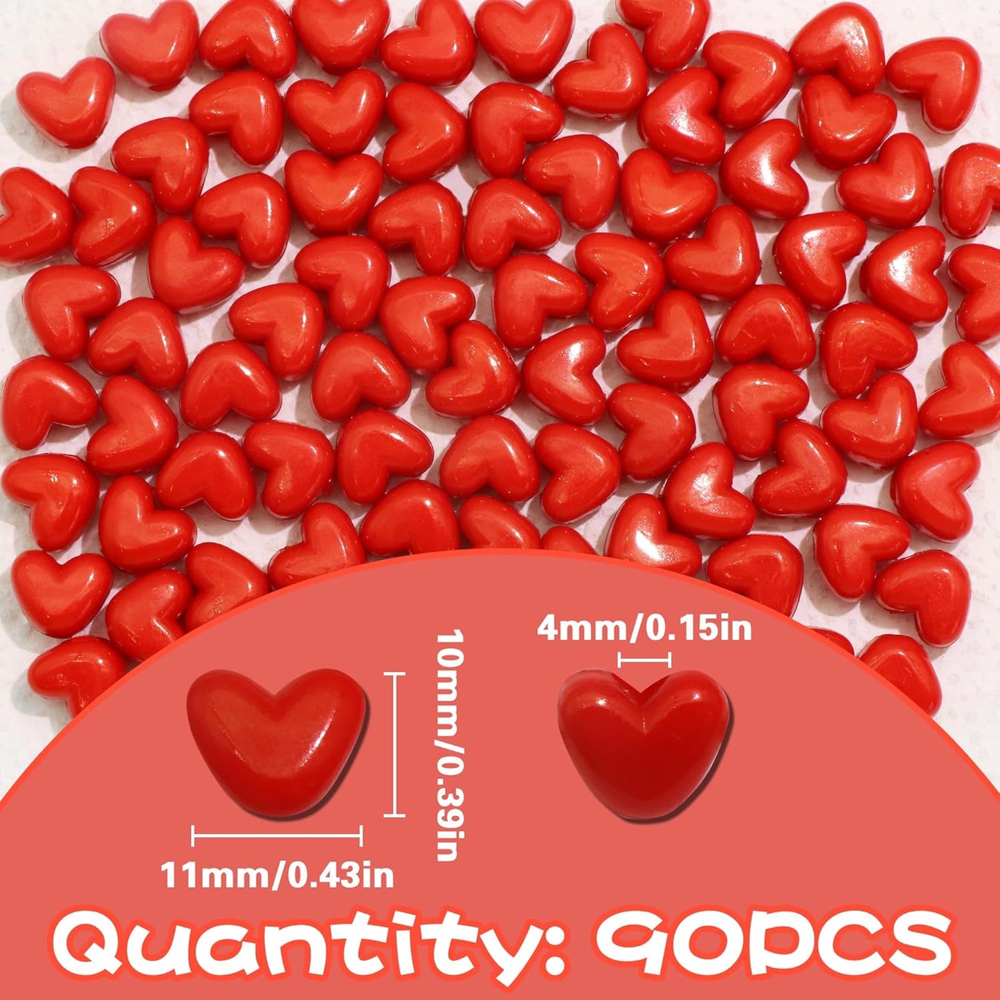 90PCS Light Pink Heart Beads for Braids Hair Jewelry Loc Dreadlock Accessories Cute Heart-Shaped Pony Bead