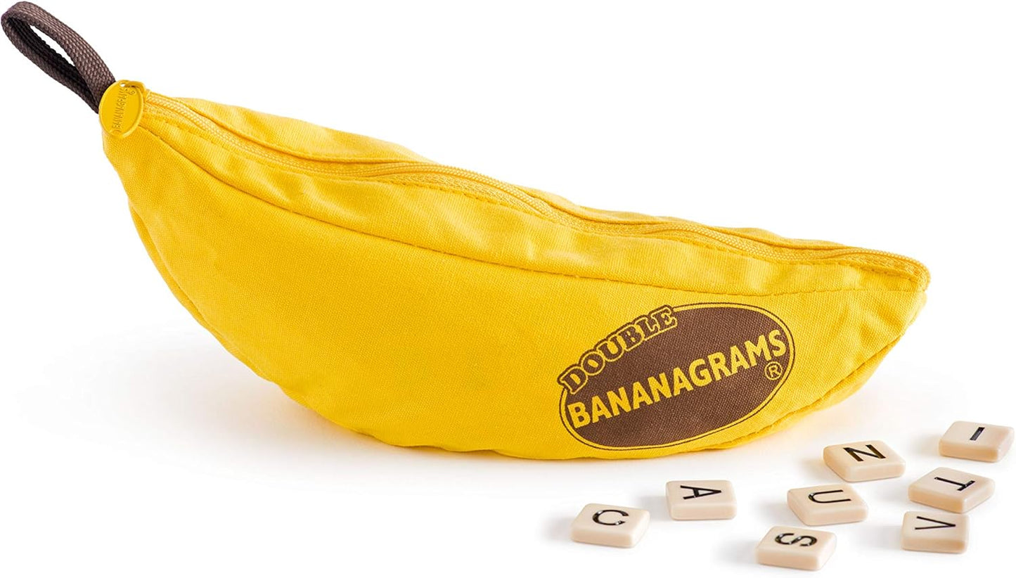 Bananagrams Classic Word Game – Fast-Paced Spelling & Anagram, Family & Travel Game , 144 Letter Tiles in Portable Banana Pouch, 1–8 Players, Educational Wordplay Fun for Ages 7+