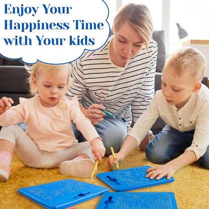 Yexiya 3 Pcs Magnetic Drawing Board for Kids, Toddler Travel Drawing Kit Magnet Sketch Thread Board with Stylus Pen and Beads Toy for Child Quiet Time Activities (7 x 8.5 Inches,Blue)