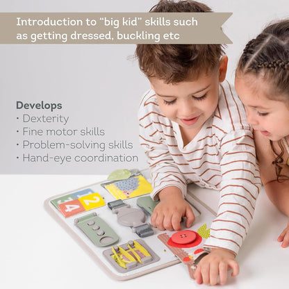 Taf Toys Snap'n Learn Board Busy Board for Toddlers 18 Months & up Montessori Sensory Activity Board Travel Toy Non-Toxic Educational Learning Toy for Boys & Girls Birthday Gift