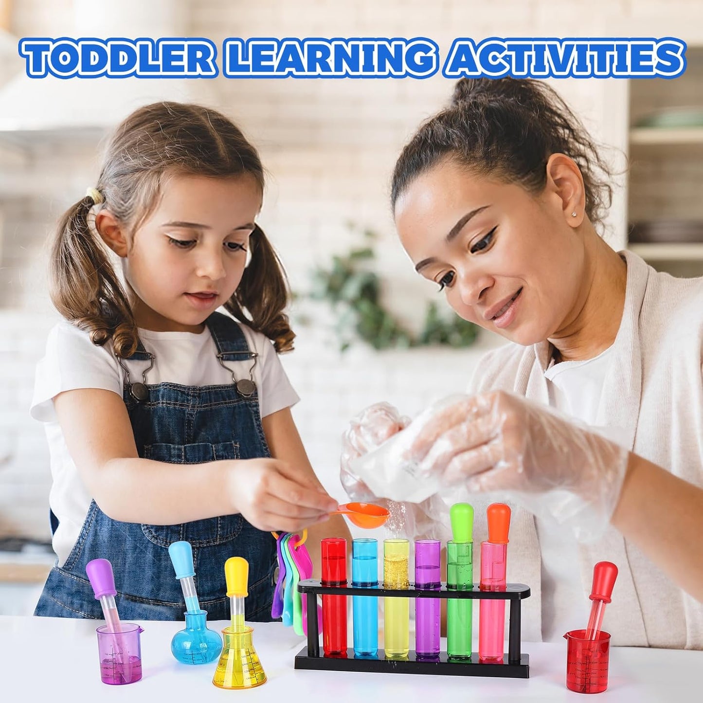 Test Tubes Dropper Beaker Set, Science Kits for Kids, Droppers Chemistry Set STEM Toys for Toddlers, Preschool Science Center Materials, Science Experiments for Kids 4-6 Homeschool Supplies