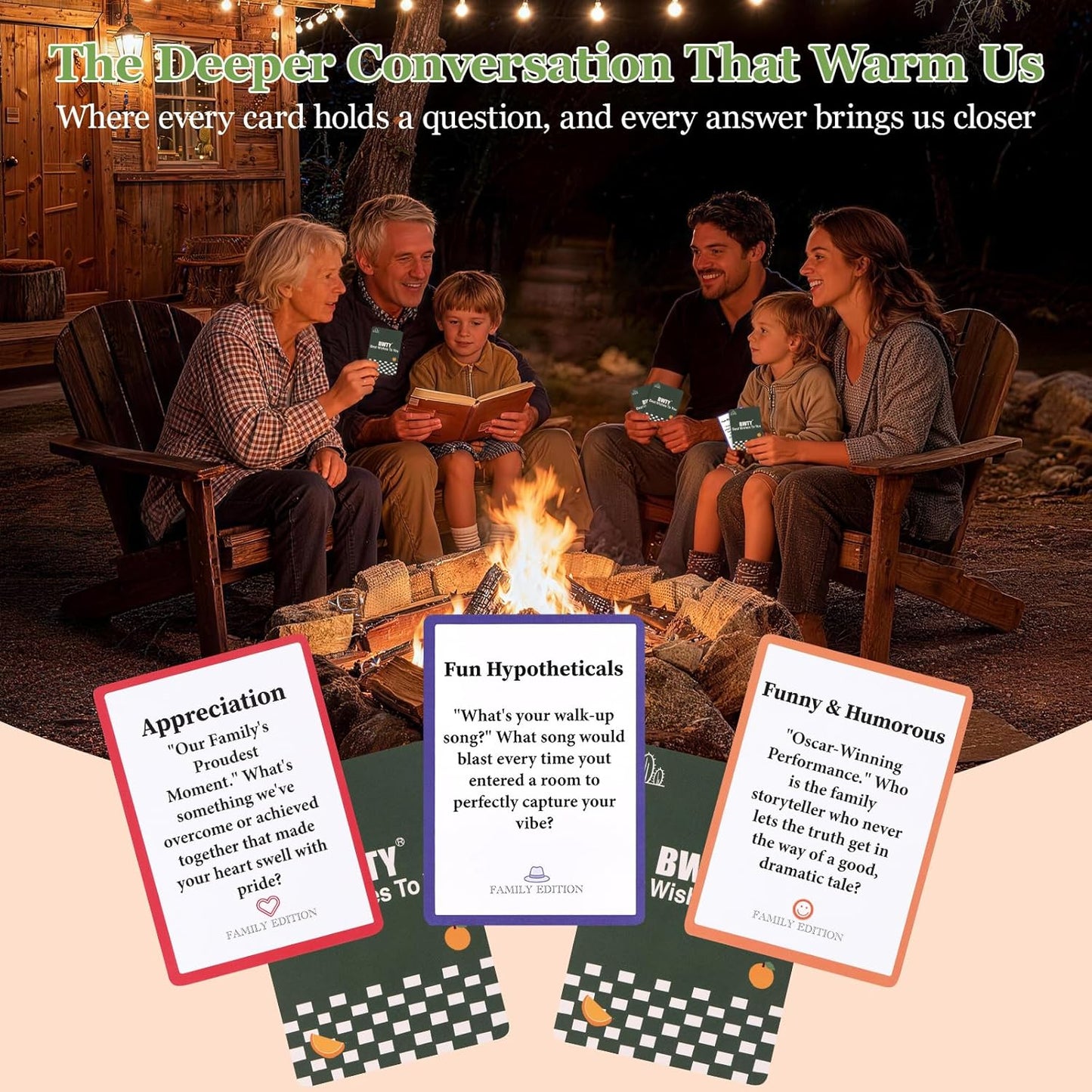 Family Edition Conversation Cards Game for Kids Teens and Adults Meaningful Question Connected Cards for Dinner Table Game Night Road Trips Fun Way to Bring The Family Together