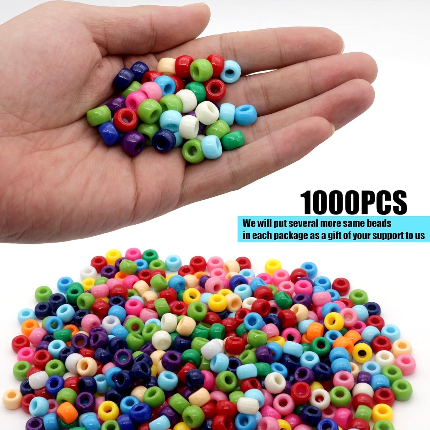 Auvoua 1000Pcs Pony Beads Bracelet 9mm Yellow Plastic Barrel Pony Beads for Necklace,Hair Beads for Braids,Key Chain,Jewelry Making (Yellow)