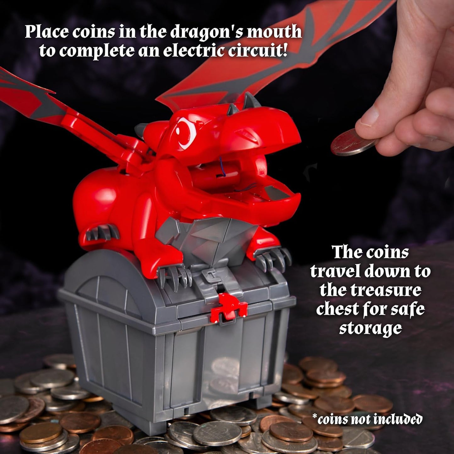Thames & Kosmos Robotic Dragon Bank Kit | Hands-on STEM Construction Toy, Build a Mechanical Dragon Coin Bank, Explore Electric Circuits & Engineering, Educational Birthday Gift, Boys & Girls Ages 8+
