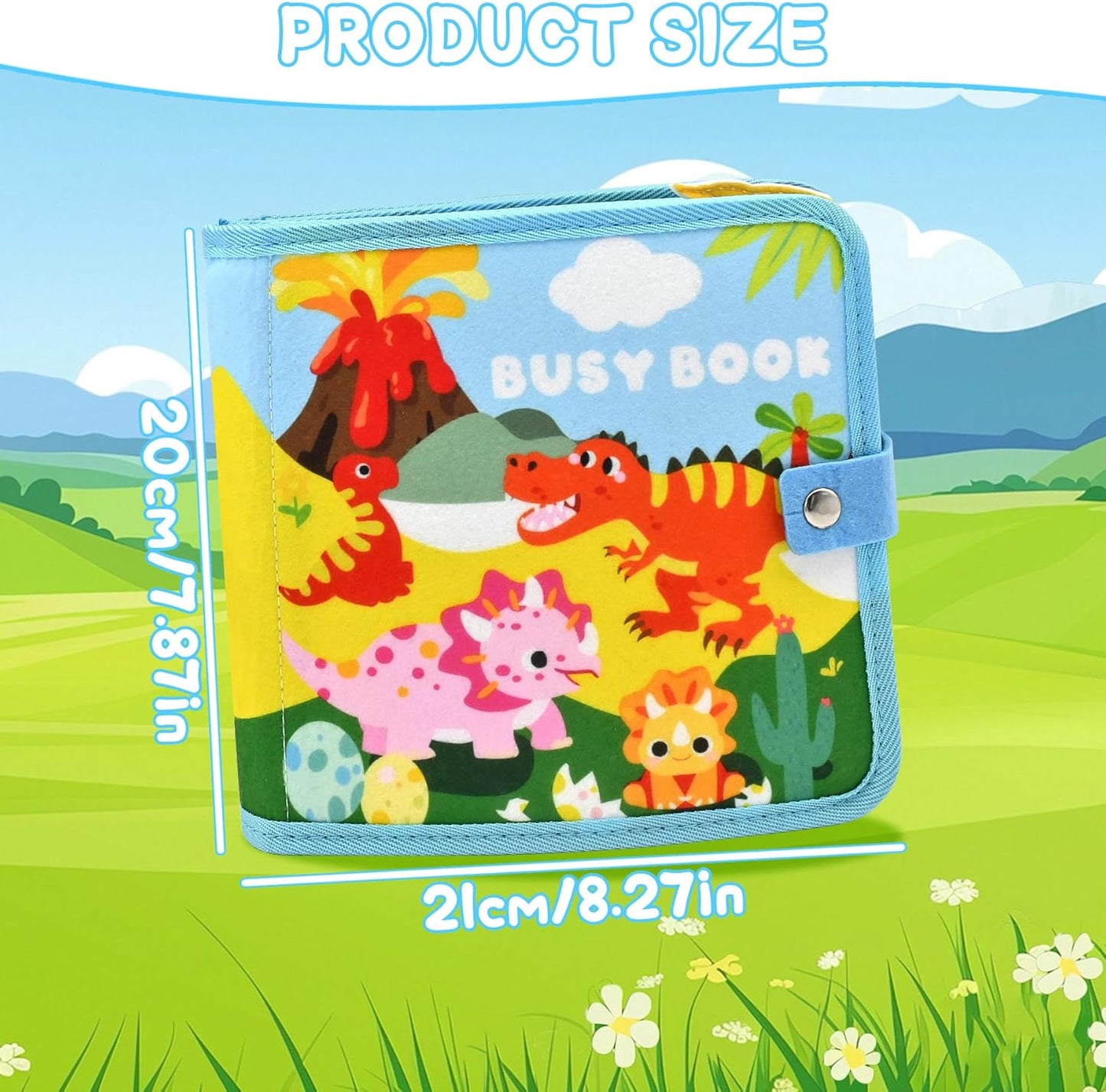 Meafeng Dinosaur Educational Book for Toddlers 1-3, Montessori Quiet Toy & Busy Board for Kids, Travel Toys with Life Skills & Educational Games for Boys and Girls