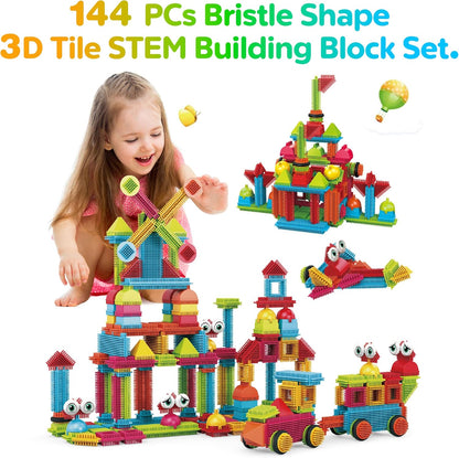 Contixo STEM Building Toys - 110 pcs Marble 3D Magnetic Run Tiles Learning Stacking Educational Building Blocks Set, Creativity Beyond Imagination, Inspirational, Recreational Toy for Kids
