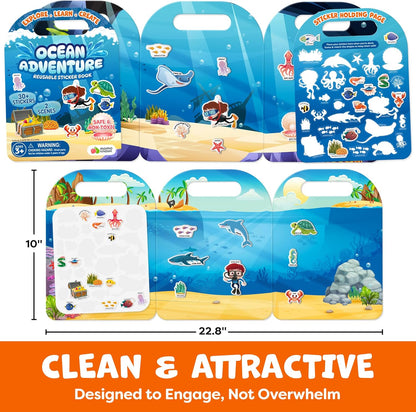 Sticker Book for Toddlers 1-3 - Reusable Sticker Book for Toddlers 2-4 Years, Stickers for Kids, Toddler Travel Toys, Airplane Toys for Toddler 1-3 - Birthday Gifts for 3 Year Old Boys, Girls 2-4