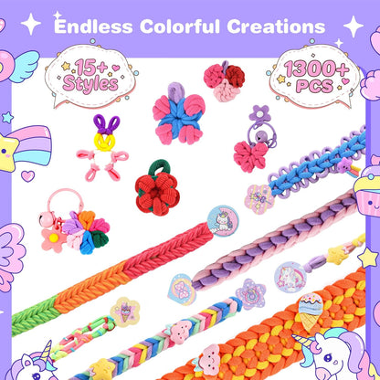Nicella Bracelet Making Kit Gifts for Girls Ages 8-12, Weaving Loom Kit Toys, 1300+PCS Kids DIY Craft Kits with 2 Weaving Comb, Easter Gifts for Girls 6 7 8 9 10 11 12 Year Old