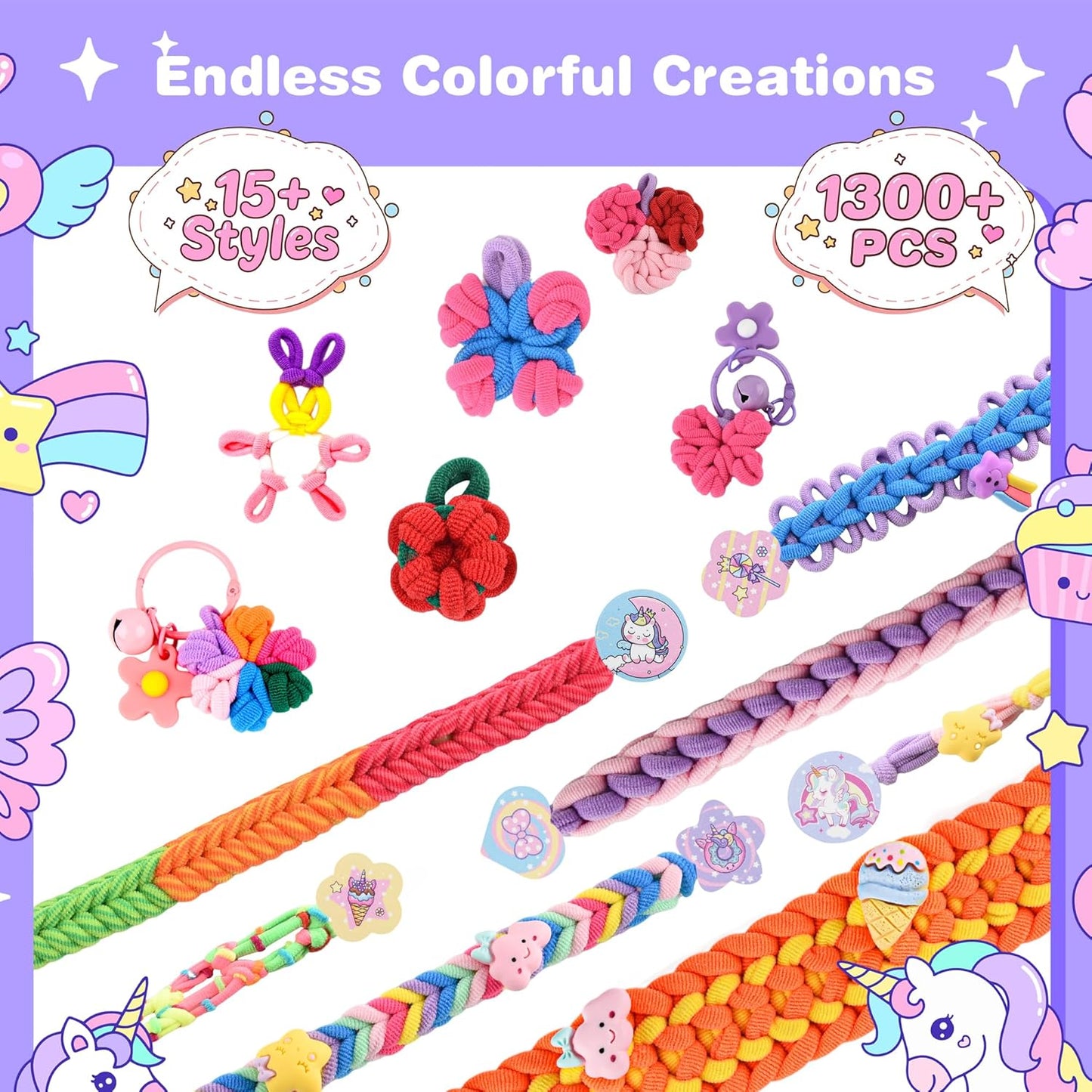 Rubber Band Bracelet Kit for Kids Girls Ages 6-12, 1300+ PCS DIY Craft Kits with 2 Weaving Comb & Organizer, Weaving Loom Kit Toys, Christmas Birthday Valentine Gifts for 7 8 9 10 11 12 Year Old