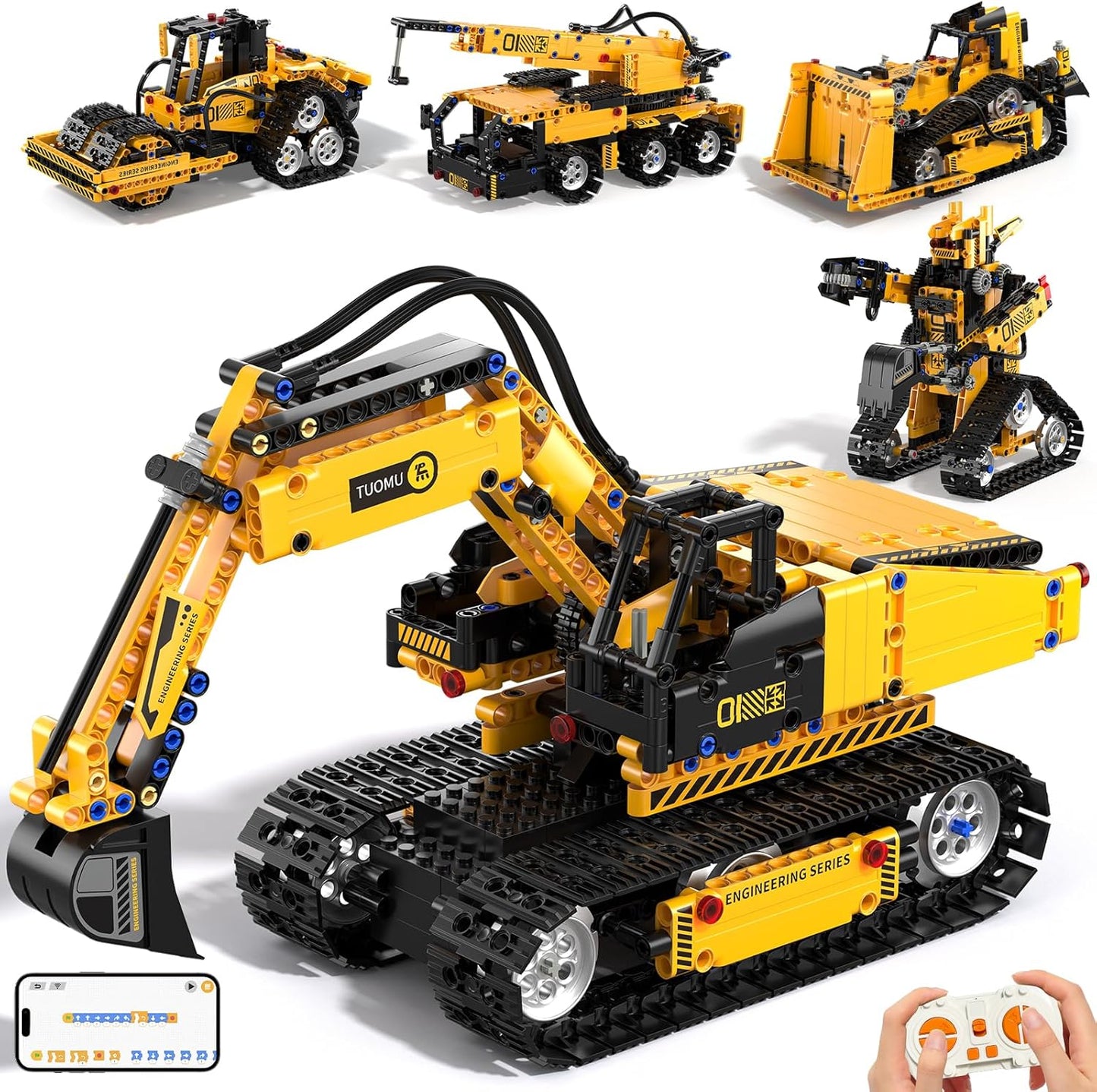 ADUSRIZ 5 in1 Stem Robot Building Kit for Kids Ages 8-13, 688 PCS Remote & App Controlled Dinosaur Car Building Toys for Kids Science Learning, Birthday Gifts for 8 9 10 11 12+ Years Old Boys Girls
