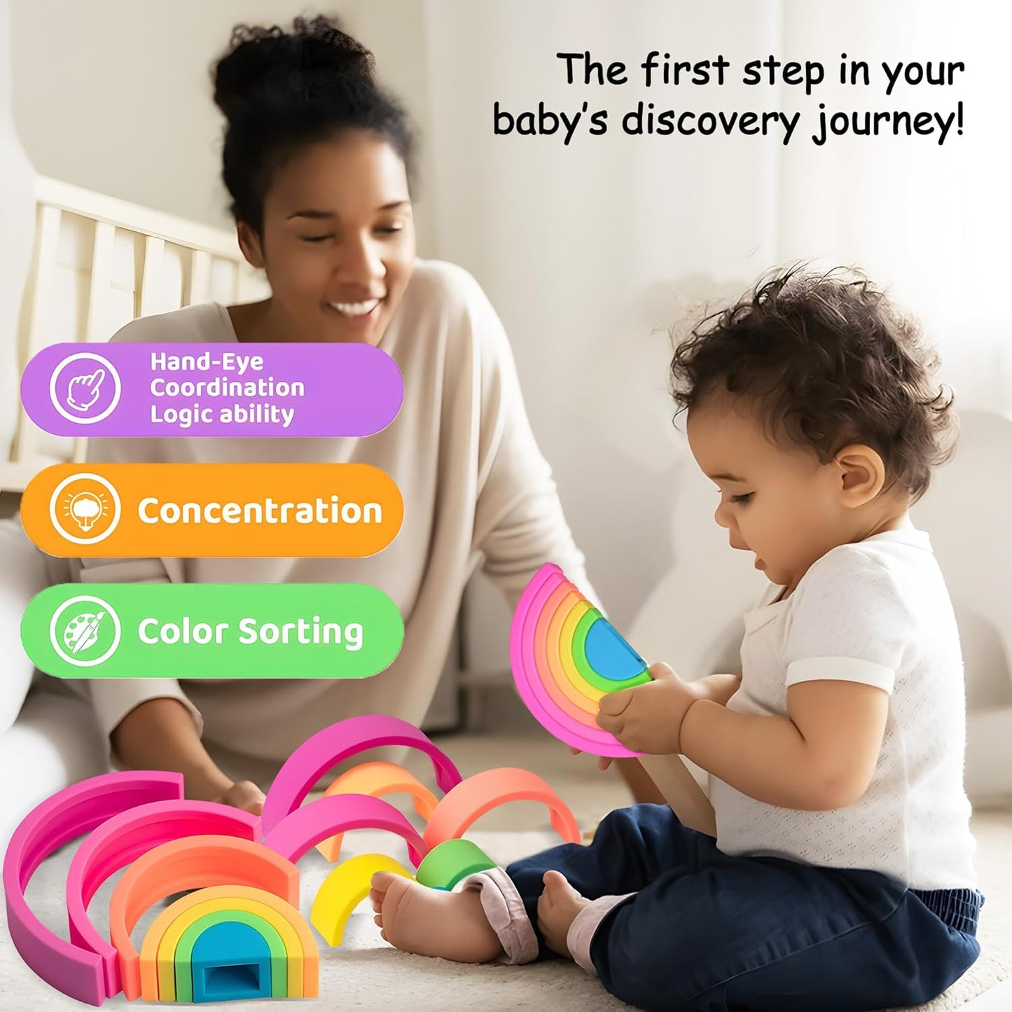 Soft Building Blocks for Toddlers, Large Building Blocks Stacking Blocks for Babies 6 Months and Up Stem Toddler Gifts, Teething Toys, 40 PCS