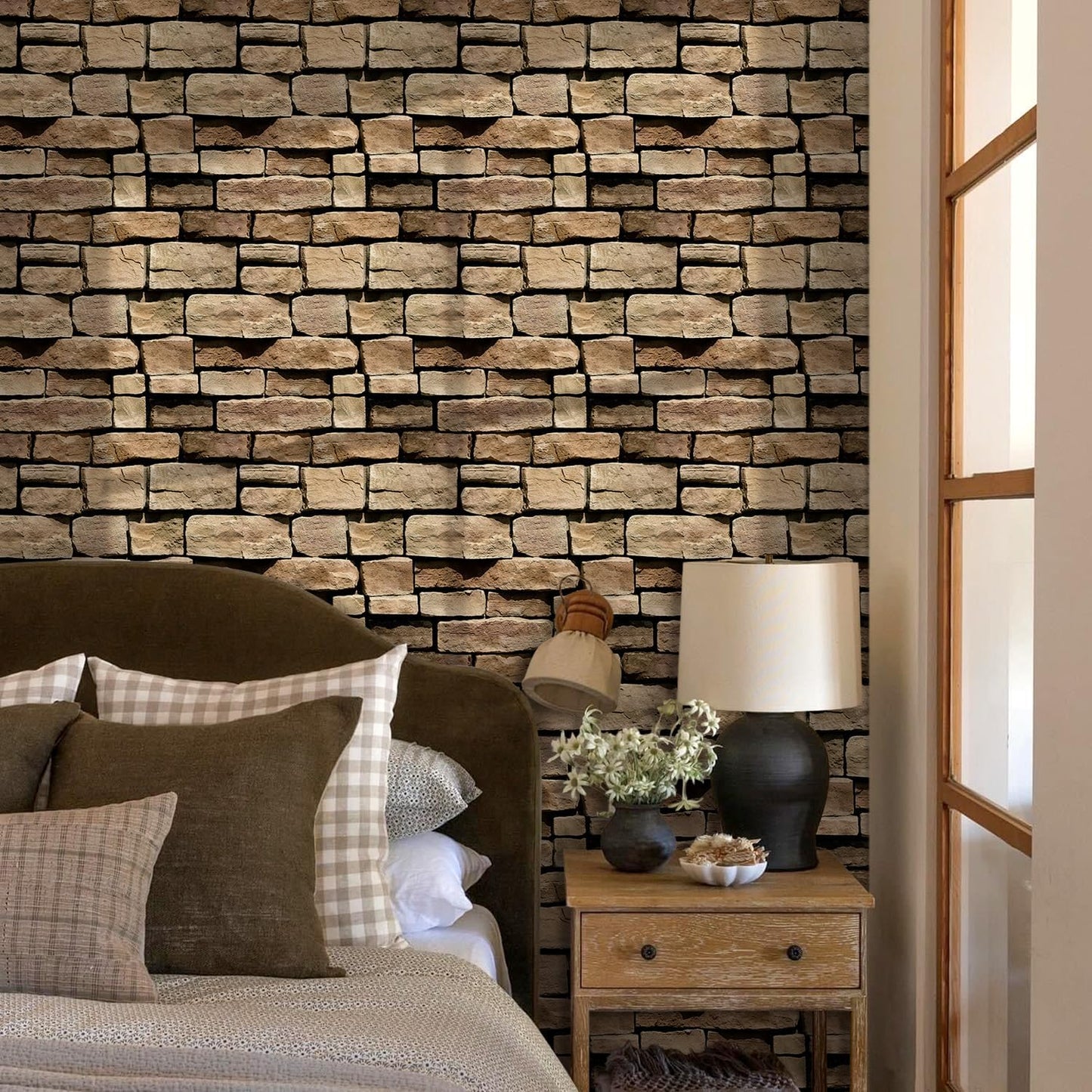 COMSTICKC 3D Faux Gray Stone Wall Sticker Peel and Stick Wall Panels,10 Pcs of 12"X12",Ultra-Light Thin PVC Decorative Tiles Rocks Stone Backsplash Interior Decor,Paintable