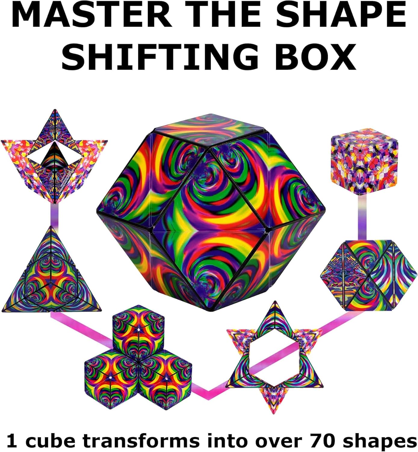Shashibo Shape Shifting Box - Award-Winning STEM Fidget Toy with Ultra Strong Magnets - Puzzle Cube Transforms Into 100+ Shapes, Perfect Sensory Gift for Kids, Teens, and Adults (Blue Planet)