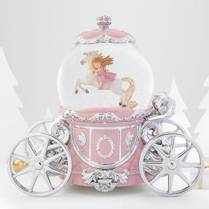Carousel Music Box Gold & Ivory Christmas Snow Globes, 8.3" Rotate Carousel Snow Globe for Kids & Adults, Classic Wind up Musical Snow Globe Birthday Gifts for Women Girls, Carousel Horse Home Decor