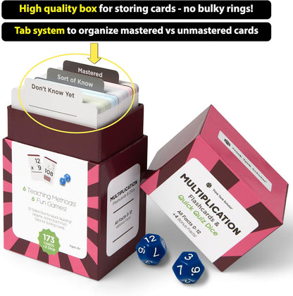 Award-Winning Multiplication Flash Cards – 173 Jumbo Cards (3.1” x 5.2”), All Facts 0–12 – 1 Fact & Visual Aid Per Card – Mastery Divider Tabs, Charts, Games & Teaching Methods – Grades 2–6