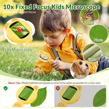 Mafiti Microscope for Kids Mini Pocket Handheld Kids Microscope Educational Science Kit Toys Xmas/Birthday Gifts for Aged 3-12 Girls Boys,Pink