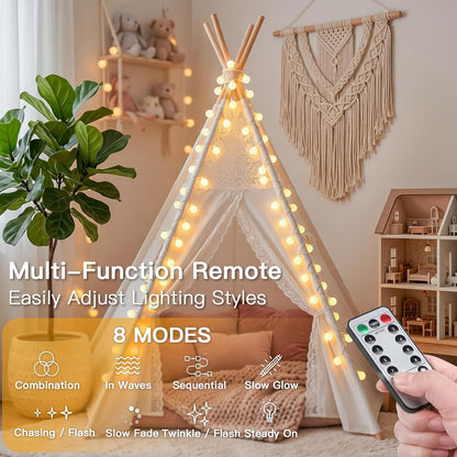 suddus String Lights for Bedroom, 66ft 200 Led Connectable Globe String Lights Indoor, Hanging Fairy Lights Plug in with Remote for Kids Room Dorm Classroom Outdoor Christmas Tree Decor, Warm White