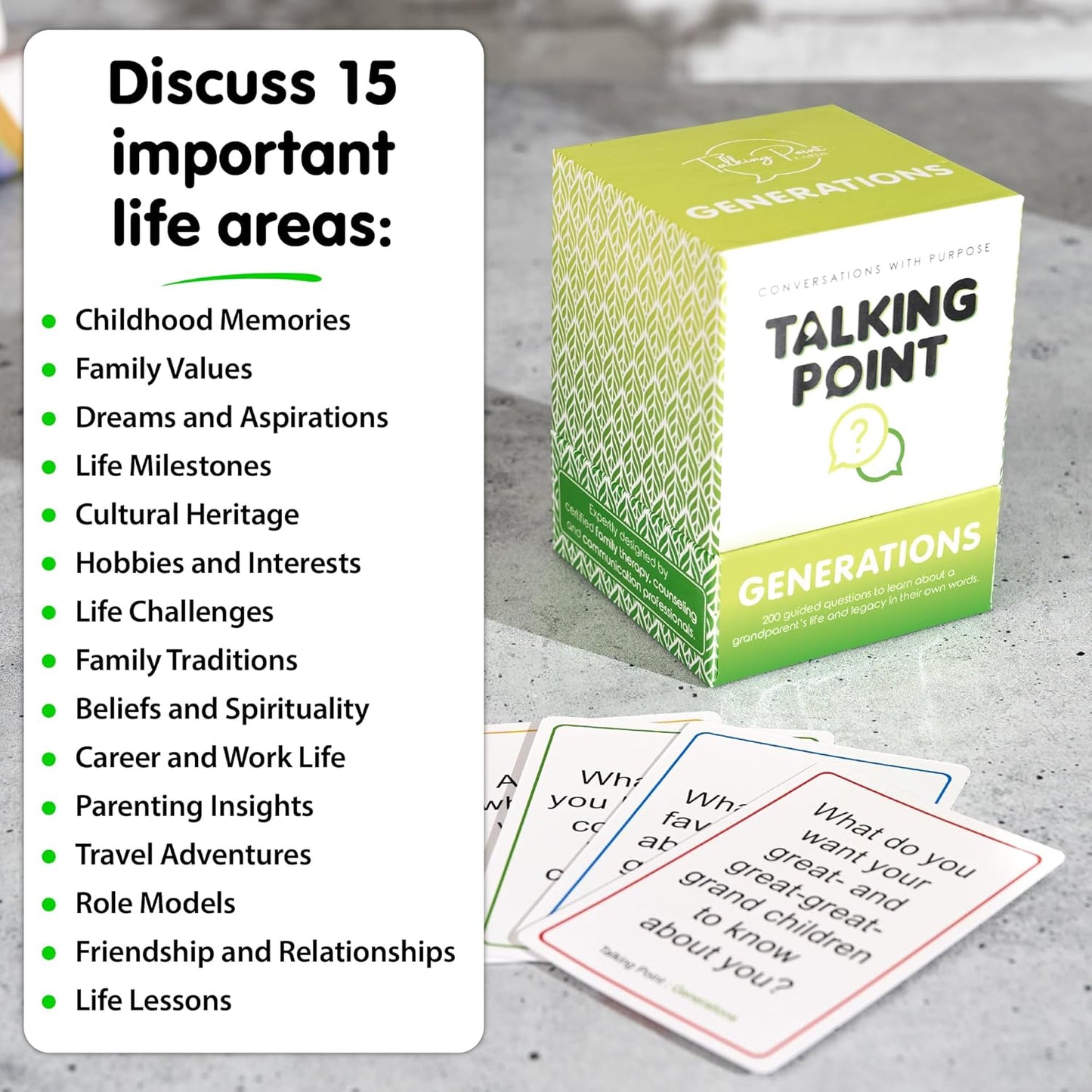 200 Generations Conversation Cards - Deep, Fun & Reflective Questions to Spark Connection - Perfect for Kids, Parents & Grandparents to Share Stories, Bond, and Create Lasting Memories Together