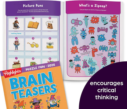 Highlights for Children Puzzle Fun 2025 Books for Kids Ages 6 and Up, 4-Book Set of Brain Teasers, Mazes, Word Puzzles and More Travel-Friendly Screen Free Kids Puzzles