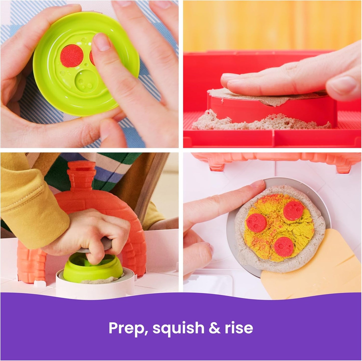 Kinetic Sand, SquishPizza Rising Pizza Oven Playset with 1lb Play Sand & 5 Tools, Play Food Arts & Crafts Kids Toys for Girls & Boys Ages 5 and up