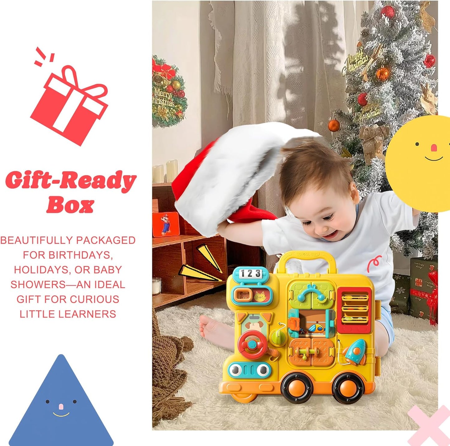 Montessori Busy Board Sensory Toys for Toddlers 1-3, Activity Music & LED Light Up Montessori Toys for 2+ Year Old, Travel Toys for 2 Year Old Boys & Girls, 2025