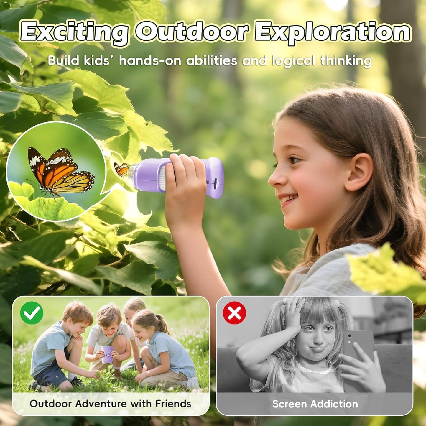 Alotwan Kids Microscope Digital 1000X Zoom, Mini Pocket Handheld Microscope Portable Travel Toys, HD Camera Video Magnifying Glass, Christmas Birthday Gifts for Girls, STEM Toys for Toddlers Age 3-8