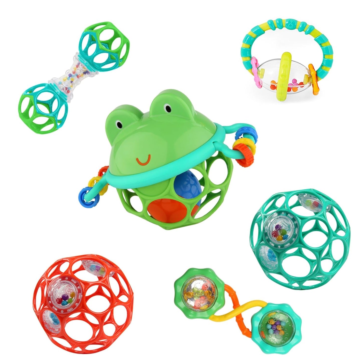 Bright Starts Soothers & Shakers 7pc Gift Set - BPA-Free Baby Rattles, Teethers and Stroller Toys, Unisex, Newborn+