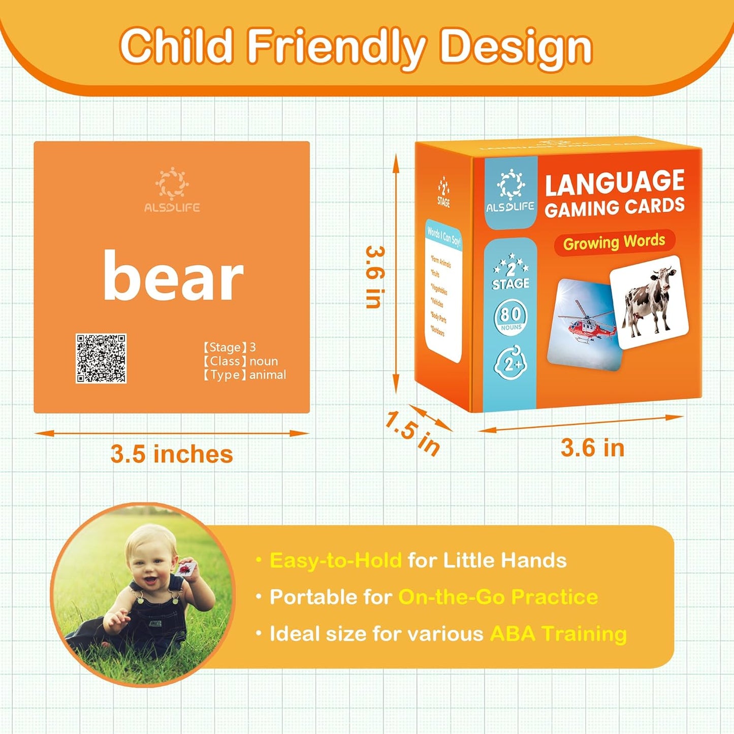 Thick Baby Flash Cards for Toddlers 1-3 Sight Words Flash Cards for Kindergarten，50 First Words Fun Video Flash Cards for Toddlers，Learning Resources Kids Aba Therapy Materials