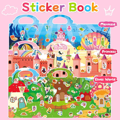 6 Sets Reusable Sticker Book for Toddlers 3-6, Jelly Sticker Books for Toddler, Travel Sticker Activity Toys for Kids 3 4 5 6 Years Old Girls & Boys