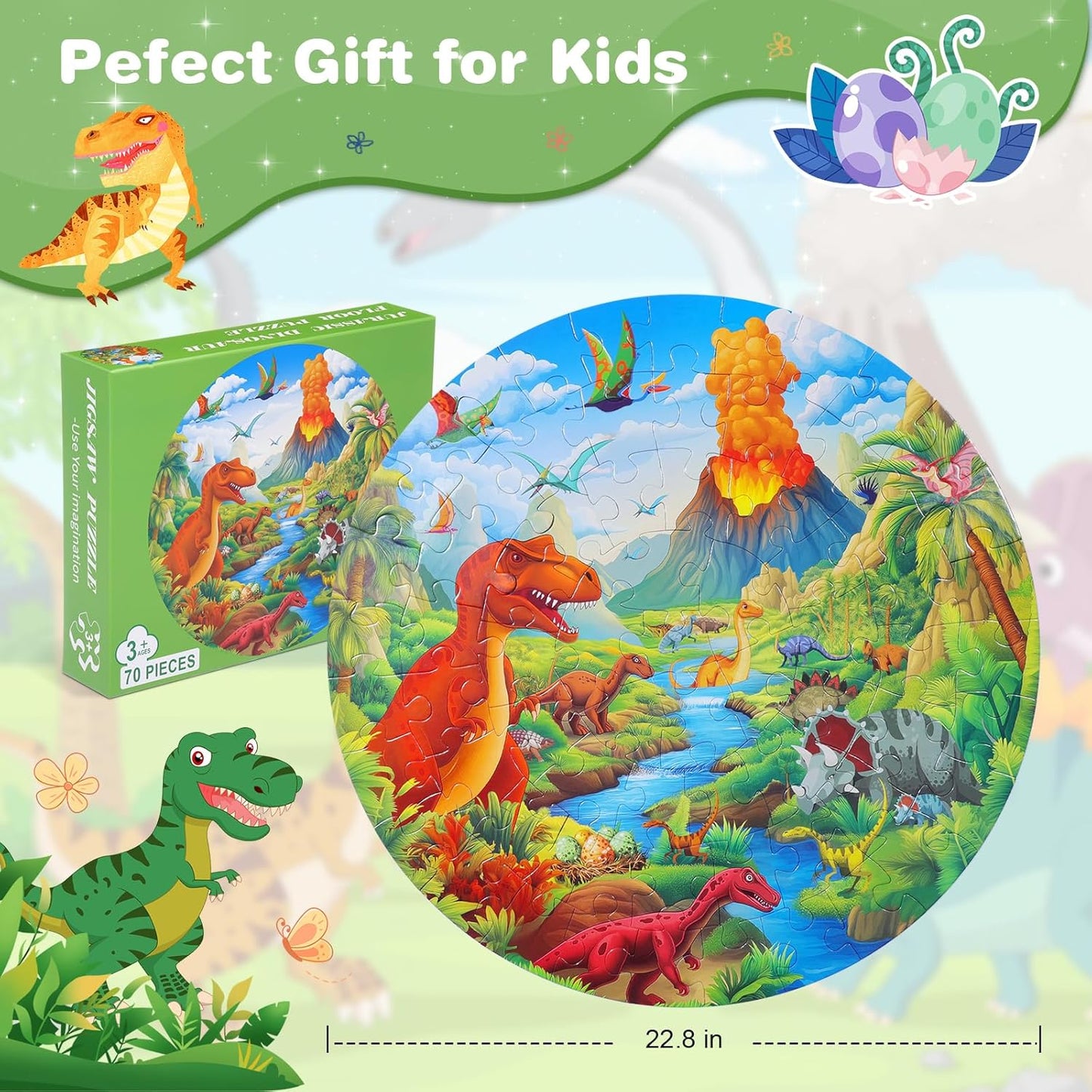 Civaner 70 Pieces Floor Puzzles Round Large Puzzles for Kids Ages 3-5 5-8 Jumbo Jigsaw Puzzle Educational Gifts for Toddlers Girls Boys Baby Shower Holiday Birthday(Unicorn)