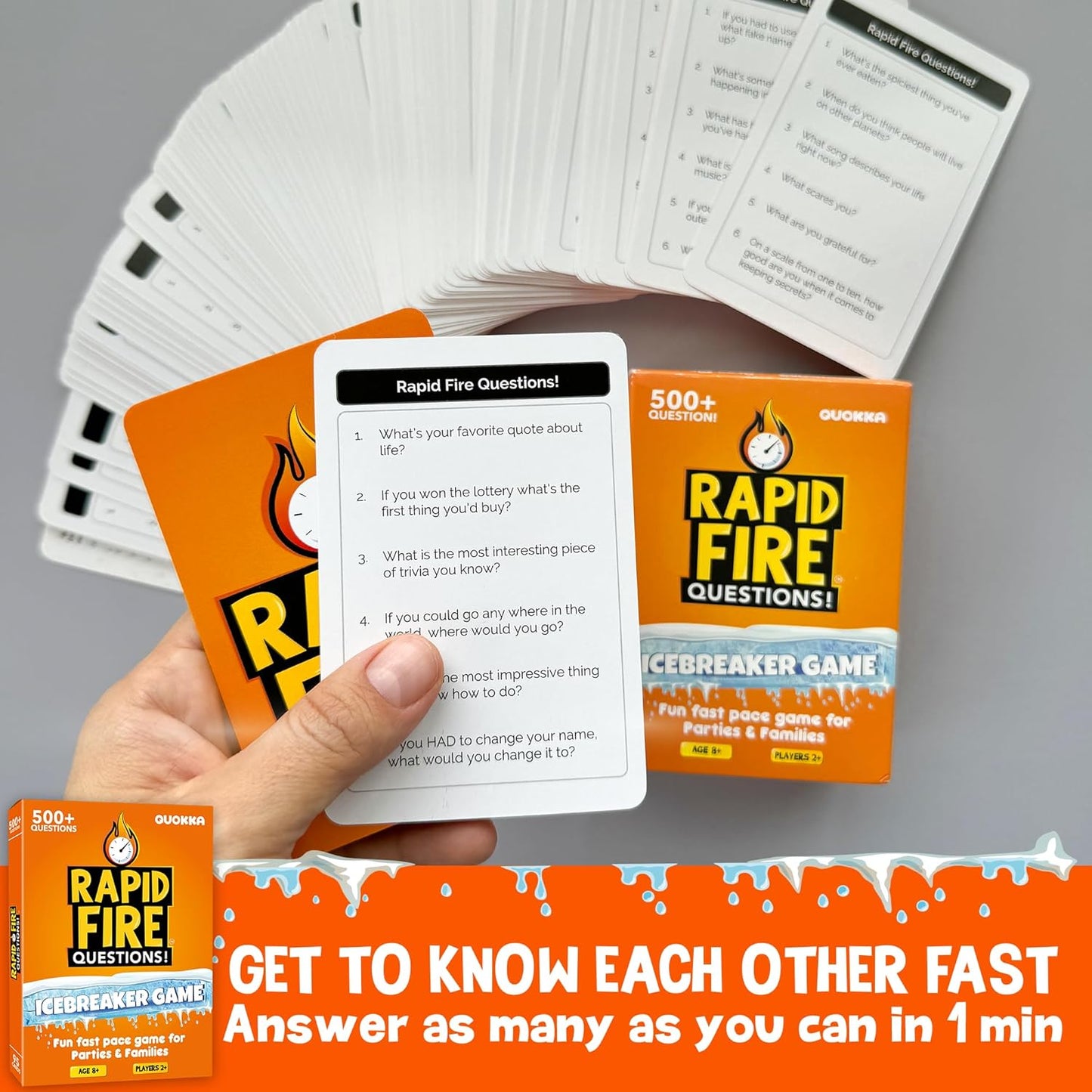 QUOKKA Family Conversation Cards Game - Break The Ice Game for Kids and Families - Icebreaker Cards with 500+ Questions - Family Game for Kids 8-12 - Perfect for Families Games Night I Travel Version