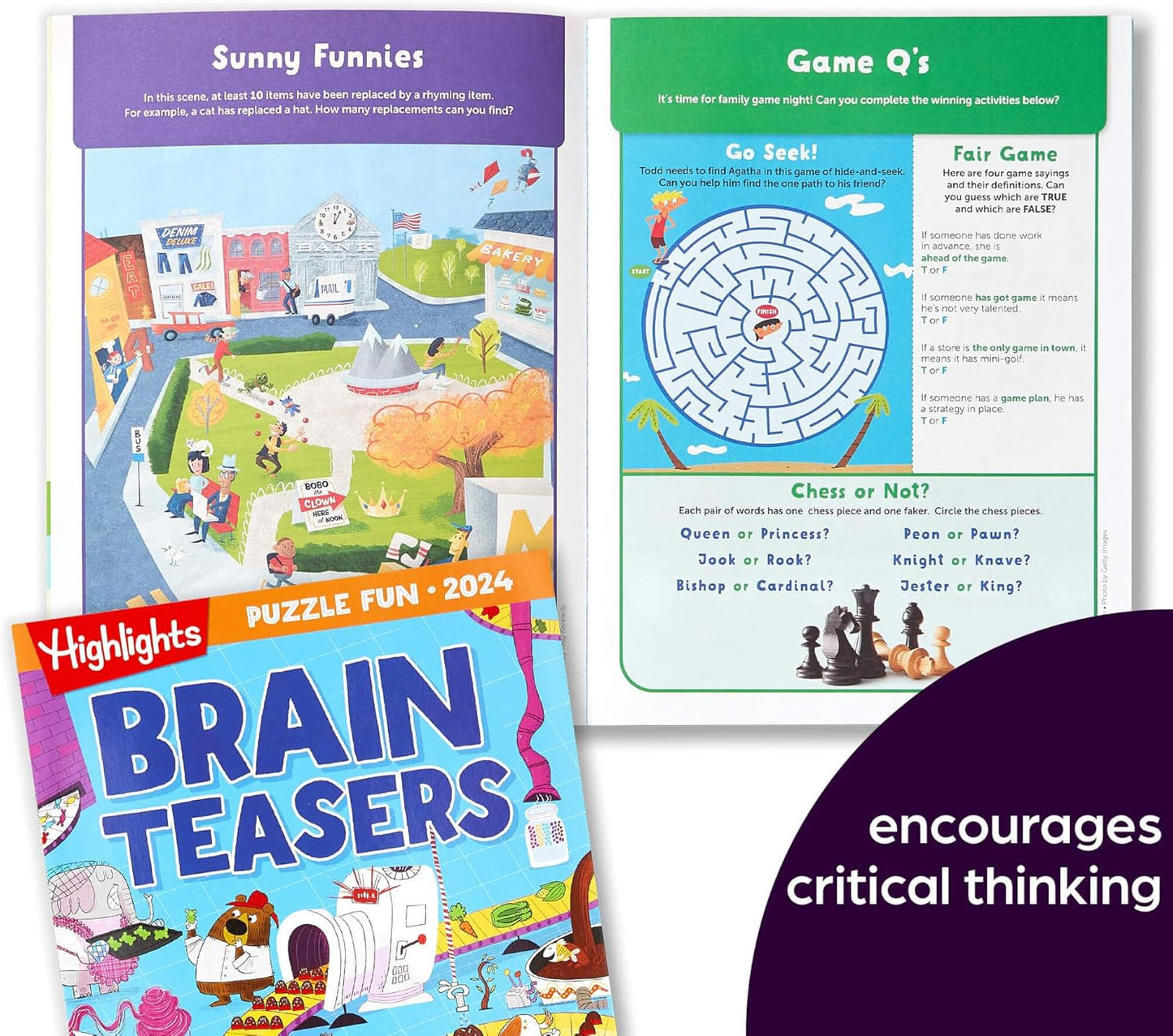 Highlights for Children Puzzle Fun 2025 Books for Kids Ages 6 and Up, 4-Book Set of Brain Teasers, Mazes, Word Puzzles and More Travel-Friendly Screen Free Kids Puzzles