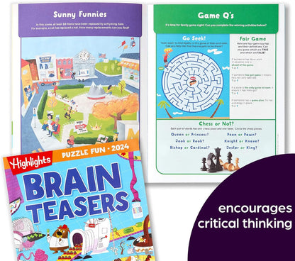 Highlights for Children Puzzle Fun 2025 Books for Kids Ages 6 and Up, 4-Book Set of Brain Teasers, Mazes, Word Puzzles and More Travel-Friendly Screen Free Kids Puzzles