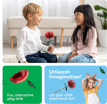PicassoTiles Red Stem Rose Building 45pc Set With Magnetic Hold Piece Creative Hands-On Play Discovery Activity Kit Room Decor Gifts For Mother’s Day Present Display Flower Boys Girls Kid Age 3+ PBS20