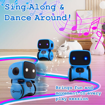 Contixo R1 Kids Robot Toy, Blue Interactive Smart Robots with Voice Control Talking Dancing Learning Touch Sensor Compact Educational Portable Toy for Boys Girls Toddlers 3-8 Years Old Birthday Gifts