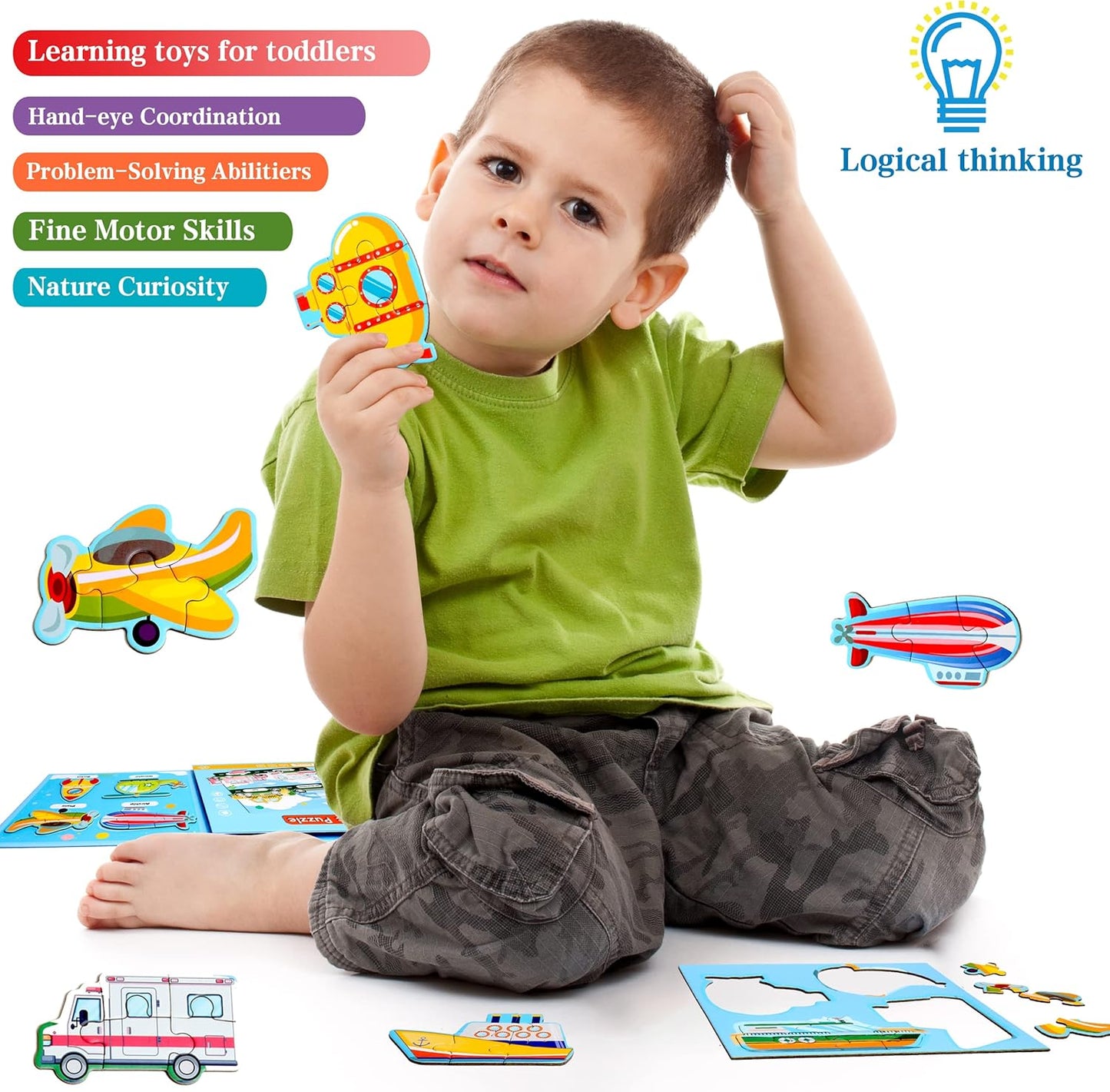 Magnetic Puzzles for Kids Ages 1-3, Travel Toddler Puzzles Ages 2-4 Year, Excavator Refrigerator Magnet for Kids Learning Gift for Road Trip