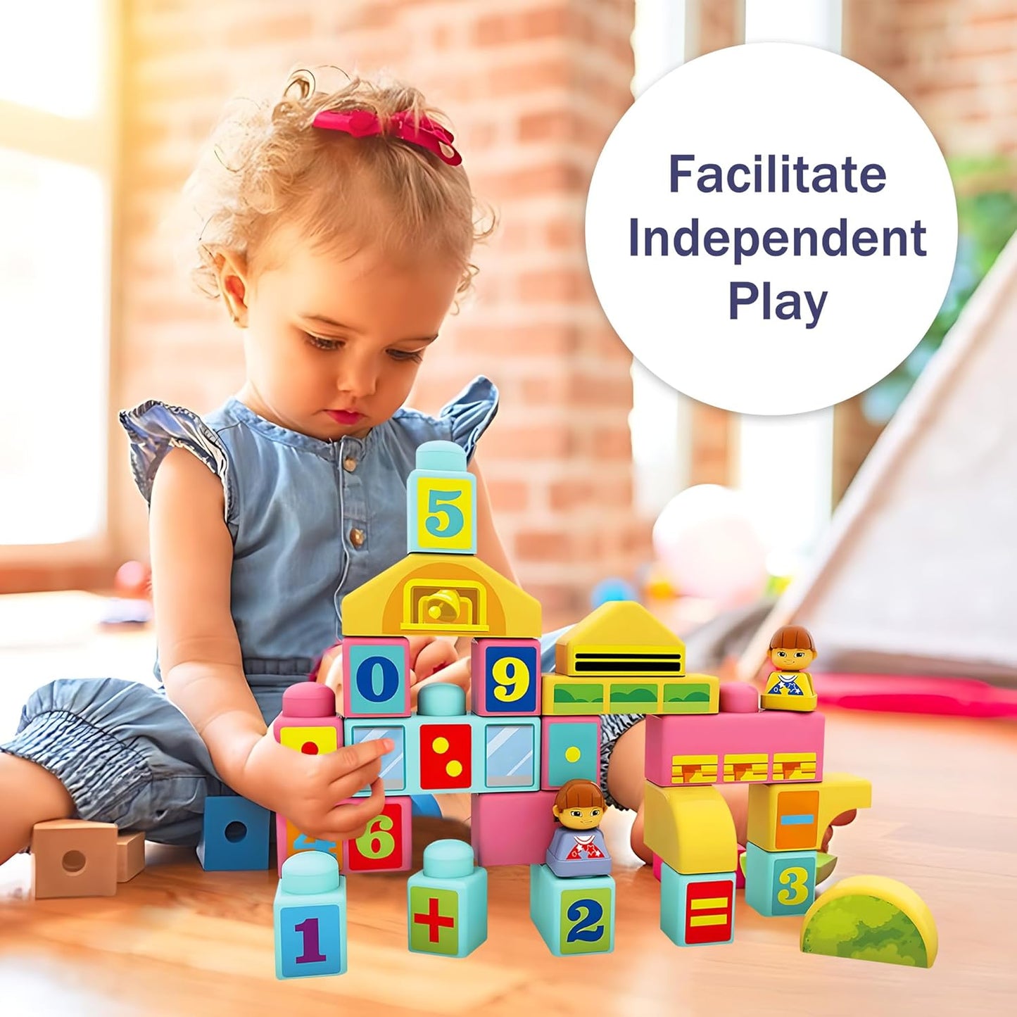 Soft Building Blocks for Toddlers, Large Building Blocks Stacking Blocks for Babies 6 Months and Up Stem Toddler Gifts, Teething Toys, 40 PCS