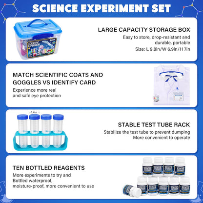 Science Kit for Kids,80 Science Lab Experiments,Scientist Costume Role Play STEM Educational Learning Scientific Tools,Birthday Gifts and Toys for 6 7 8 9 Years Old Boys Girls Kids